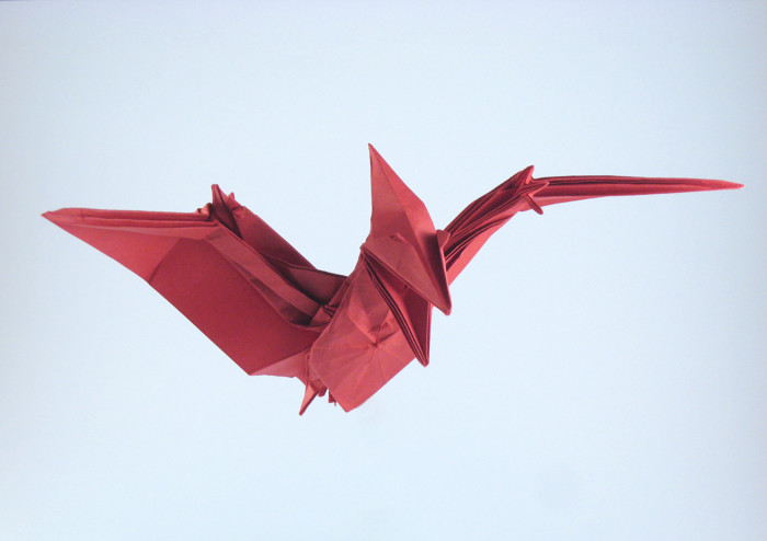 Origami Pteranodon by Fumiaki Kawahata. Folded from a square of Tant paper by Gilad Aharoni on giladorigami.com