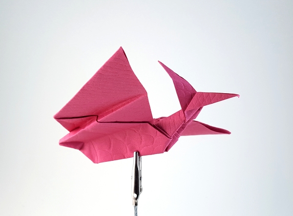 Origami Pteranodon by Makoto Yamaguchi. Folded from a square of textured scrapbooking paper by Gilad Aharoni on giladorigami.com