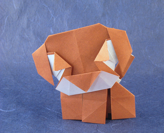 Origami Pug by Seo Won Seon (Redpaper). Folded from 2 squares of origami paper by Gilad Aharoni on giladorigami.com