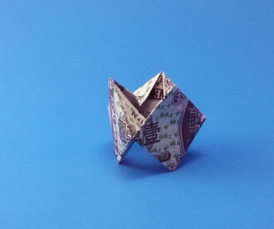 Origami Punk rocker ring by Cindy Ng. Folded from a hell bank note by Gilad Aharoni on giladorigami.com