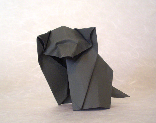 Origami Puppy by Akira Yoshizawa. Folded from a square of cardstock by Gilad Aharoni on giladorigami.com