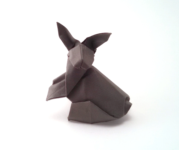 Origami Rabbit by David Brill. Wet Folded from a square of Canson watercolor paper by Gilad Aharoni on giladorigami.com