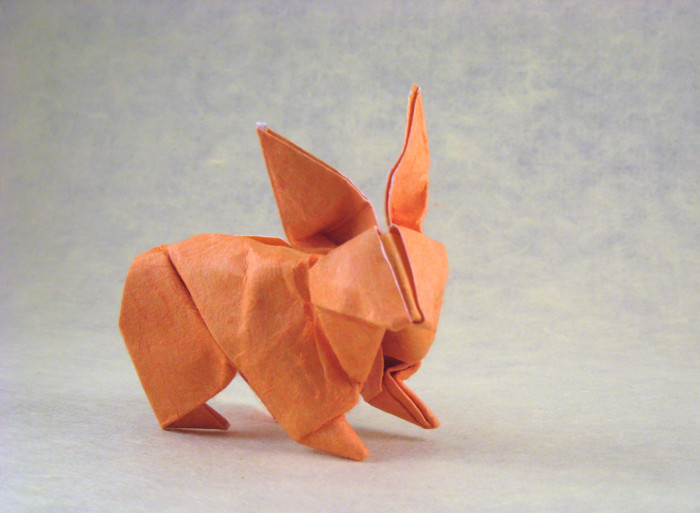 Origami Rabbit by Steven Casey. Wet-folded from a square of double-sided mulberry paper by Gilad Aharoni on giladorigami.com