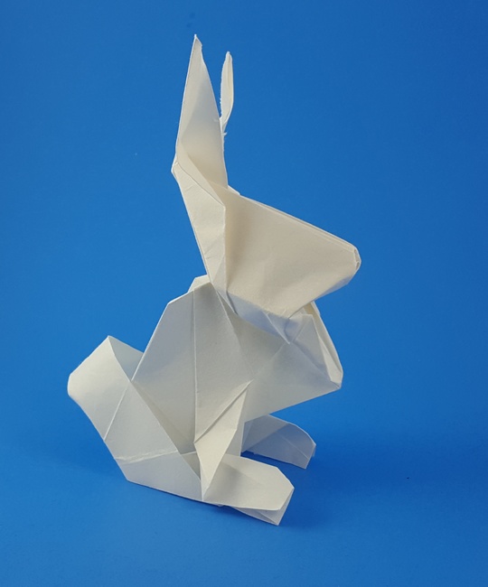 Origami Bunny by Roman Diaz. Folded fom a square of Kinpai Shuji paper by Gilad Aharoni on giladorigami.com