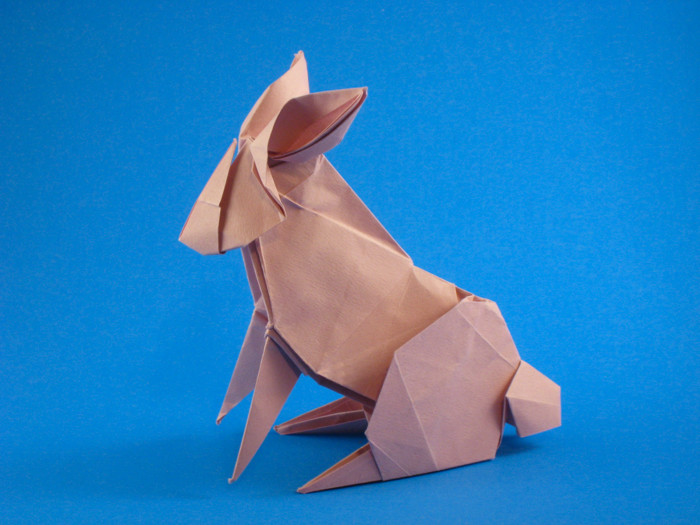 Origami Rabbit by Jason Ku. Folded from a square of Tant paper by Gilad Aharoni on giladorigami.com