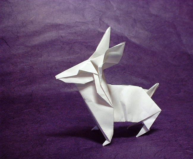 Origami Rabbit by John Montroll. Folded from a square of origami paper by Gilad Aharoni on giladorigami.com