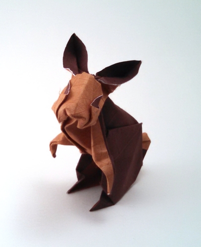 Origami Rabbit by Seo Won Seon (Redpaper). Wet-folded from a square of double-sided mulberry paper by Gilad Aharoni on giladorigami.com