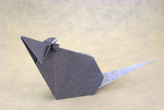 Origami Rat by Jun Maekawa. Folded from a square of Kraft origami paper by Gilad Aharoni on giladorigami.com