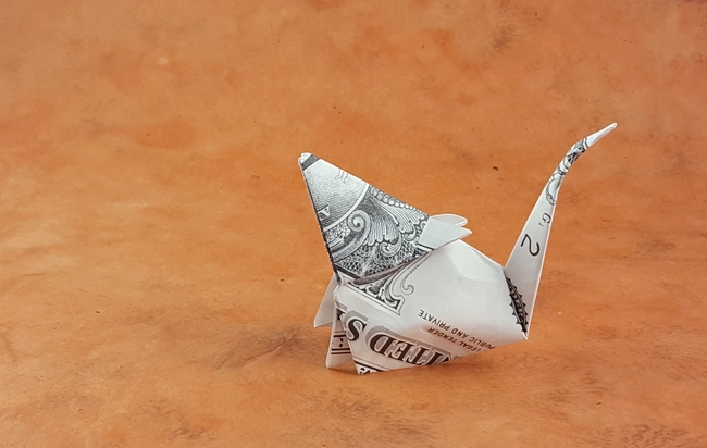 Origami Rat by Janessa Munt. Folded from play money by Gilad Aharoni on giladorigami.com