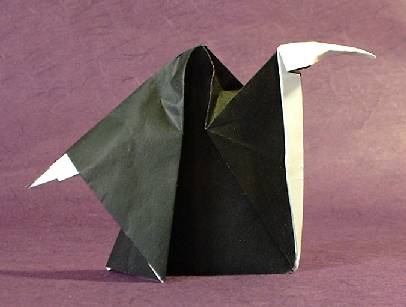 Origami Grim Reaper by Robin Glynn. Folded from a square of origami paper by Gilad Aharoni on giladorigami.com