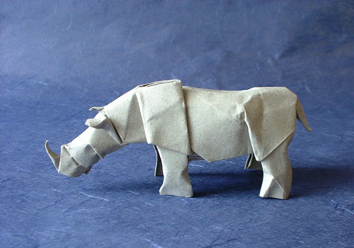 Origami Rhinoceros by Lionel Albertino. Folded by Gilad Aharoni on giladorigami.com