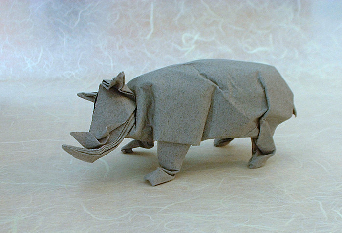 Origami Rhinoceros by David Brill. Folded by Gilad Aharoni on giladorigami.com