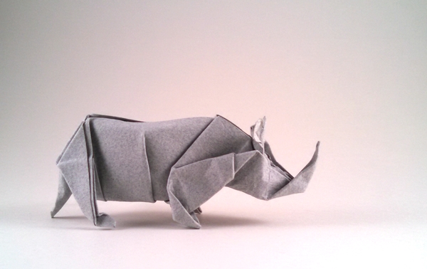 Origami Rhinoceros by Fumiaki Kawahata. Folded by Gilad Aharoni on giladorigami.com