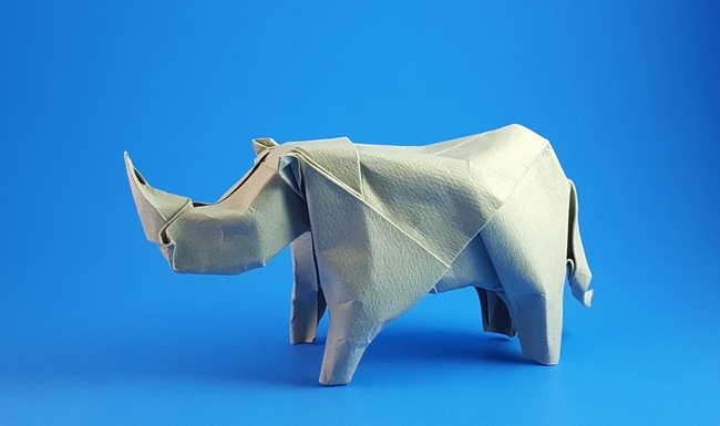Origami Rhinoceros by Angel Morollon Guallar. Folded by Gilad Aharoni on giladorigami.com