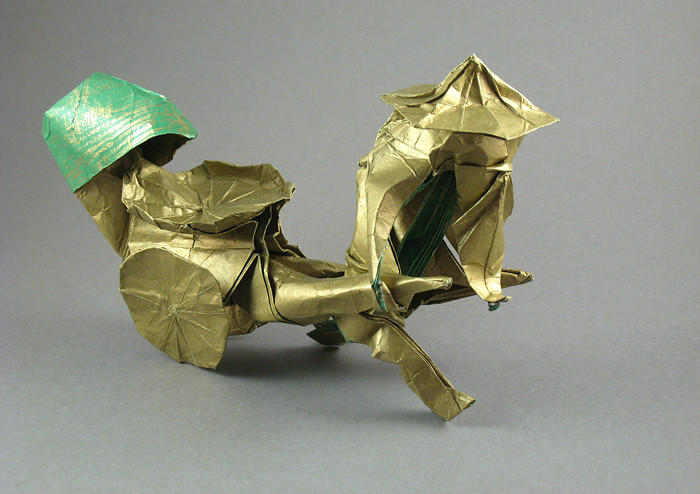 Origami Rickshaw by Nicolas Terry. Folded from a square of Kathy Stevick's tissue-foil by Gilad Aharoni on giladorigami.com