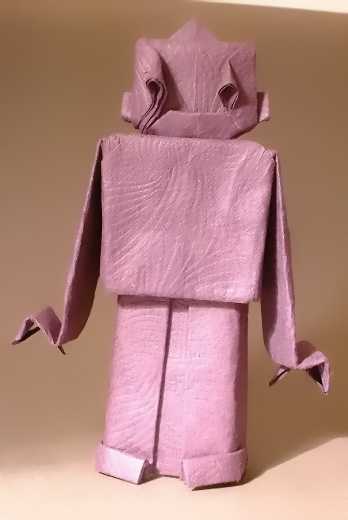 Origami Robot by Kimura Yoshihisa. Folded from 3 squares of textured art paper by Gilad Aharoni on giladorigami.com