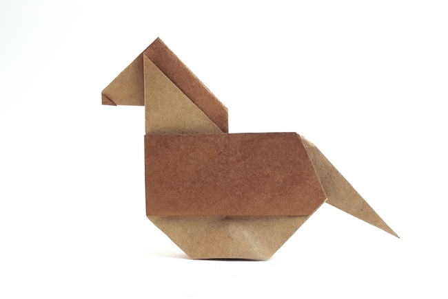 Origami Rocking horse by Jose Tomas Buitrago. Folded from a square of wrapping paper by Gilad Aharoni on giladorigami.com