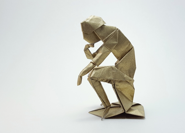 Origami Rodin's Thinker by Neal Elias. Folded by Gilad Aharoni on giladorigami.com