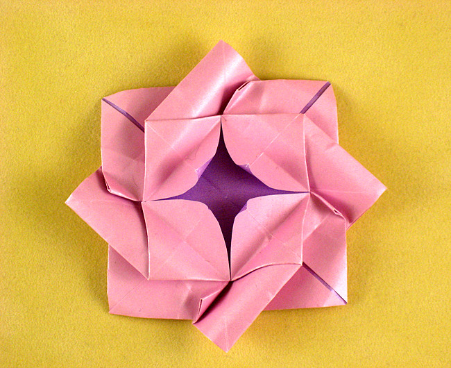 Origami Rose by Kunihiko Kasahara. Folded from a square of duo-pearl origami paper by Gilad Aharoni on giladorigami.com