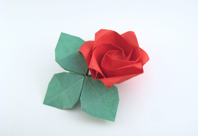 Origami Rose leaves by Toshikazu Kawasaki. Folded by Gilad Aharoni on giladorigami.com