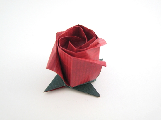 Origami Rose - bud by Toshikazu Kawasaki. Folded by Gilad Aharoni on giladorigami.com