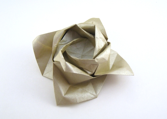 Origami Rose - open petals by Toshikazu Kawasaki. Folded by Gilad Aharoni on giladorigami.com