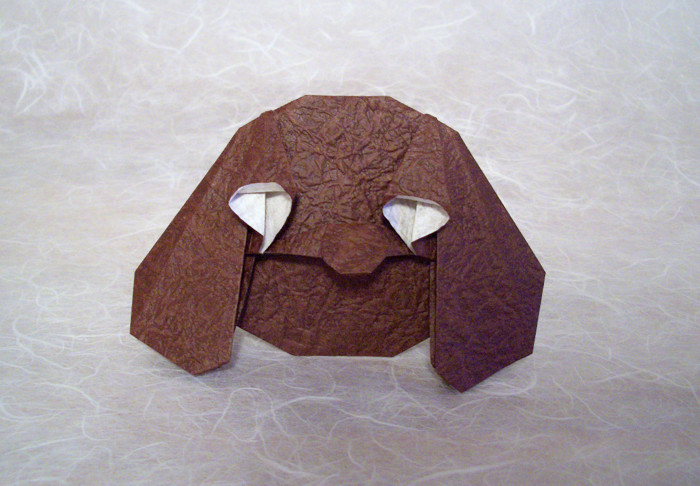 Origami Rowlf by Robin Glynn. Folded from a square of momigami by Gilad Aharoni on giladorigami.com