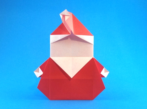 Origami Santa Claus - stout by Ryo Aoki. Folded from a square of origami paper by Gilad Aharoni on giladorigami.com