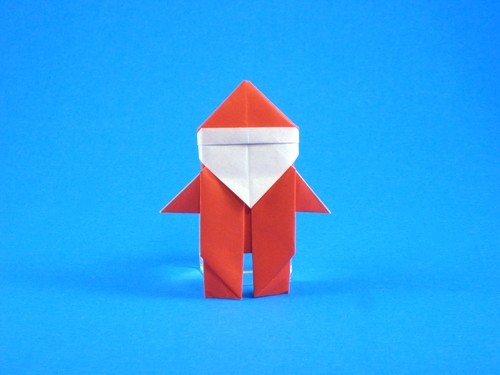 Origami Santa Claus by Matsuno Yukihiko. Folded from a square of origami paper by Gilad Aharoni on giladorigami.com