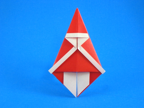 Origami Santa Claus by Shizuo Saito. Folded from a square of origami paper by Gilad Aharoni on giladorigami.com