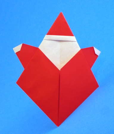 Origami Santa Claus by Suzuki Emiko. Folded from a square of origami paper by Gilad Aharoni on giladorigami.com