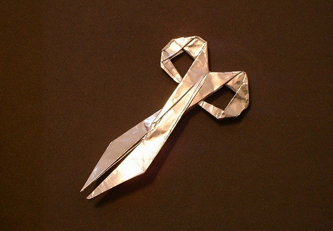 Origami Scissors by Takenao Handa. Folded from a square of foil by Gilad Aharoni on giladorigami.com