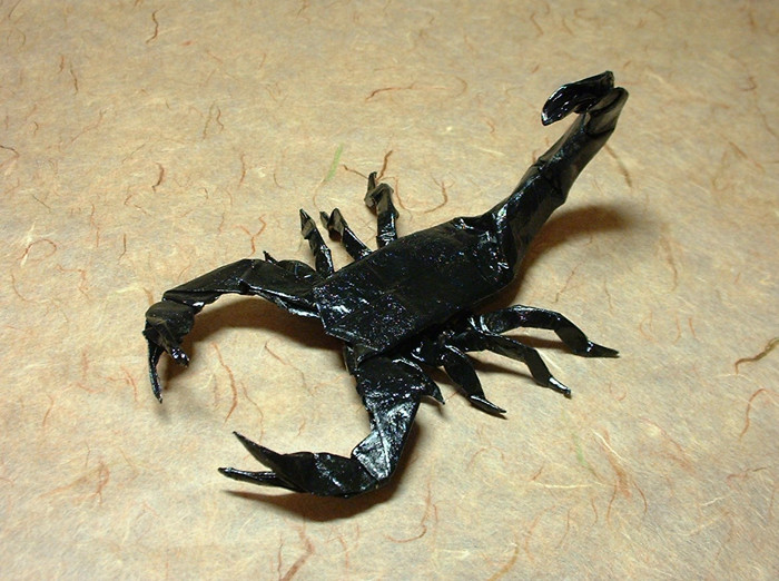 Origami Scorpion by Robert J. Lang. Folded by Gilad Aharoni on giladorigami.com