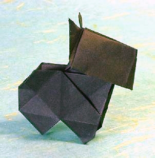 Origami Scottie dog by Edwin Corrie. Folded from a square of origami paper by Gilad Aharoni on giladorigami.com