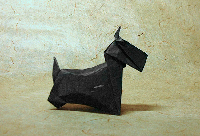 Origami Scottish Terrier by Yasuhiro Sano. Folded by Gilad Aharoni on giladorigami.com