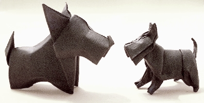 Origami Scottie by Max Hulme. Wet-folded from a square of 160gr Canson art paper by Gilad Aharoni on giladorigami.com