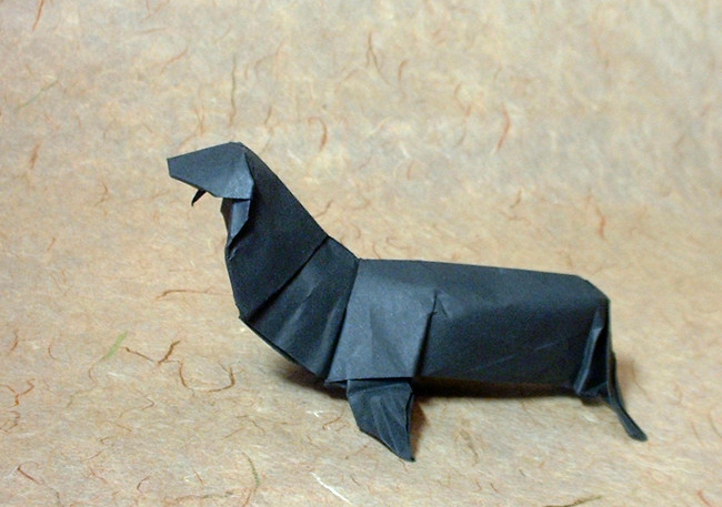 Origami Seal by Manuel Sirgo. Folded from a square of origami paper by Gilad Aharoni on giladorigami.com