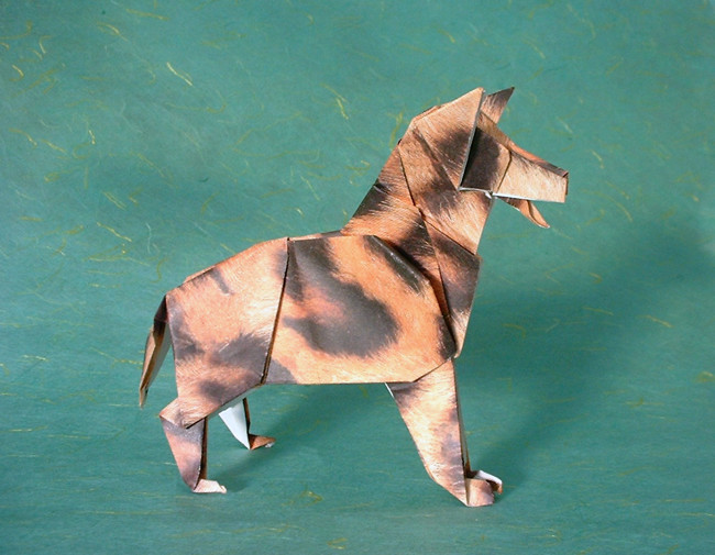 Origami Shepherd by Seiji Nishikawa. Folded from a square of wrapping paper by Gilad Aharoni on giladorigami.com