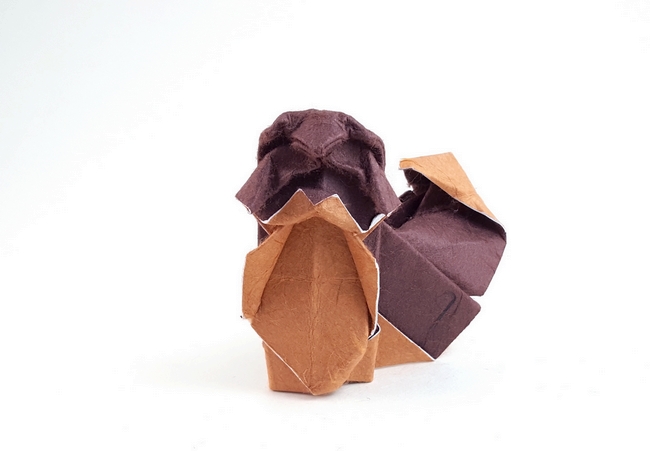 Origami Shin tzu by Seth M. Friedman. Folded from a square of double-sided mulberry paper by Gilad Aharoni on giladorigami.com