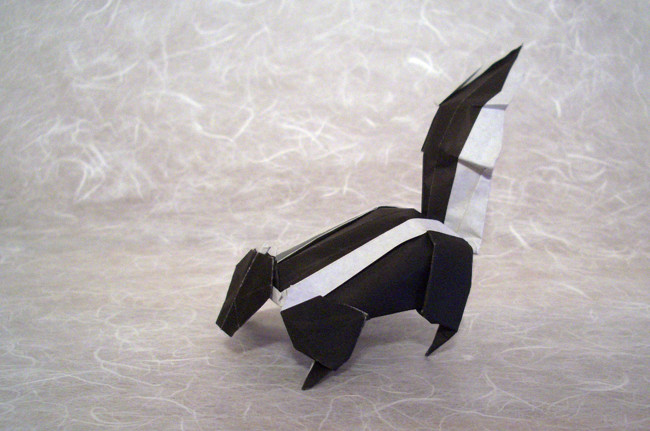 Origami Skunk by Steven Casey. Folded from a square of origami paper by Gilad Aharoni on giladorigami.com