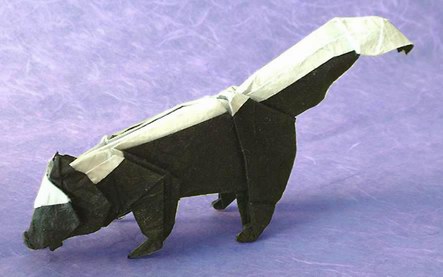 Origami Skunk by John Montroll. Folded from a square of tissue-foil by Gilad Aharoni on giladorigami.com