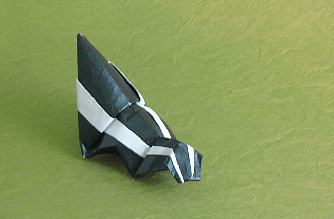 Origami Skunk by Tanja Pott. Folded from a square of origami paper by Gilad Aharoni on giladorigami.com
