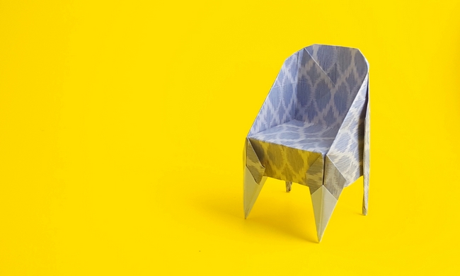 Origami Slipper chair by Mark Bolitho. Folded from a square of paper that came with the book by Gilad Aharoni on giladorigami.com
