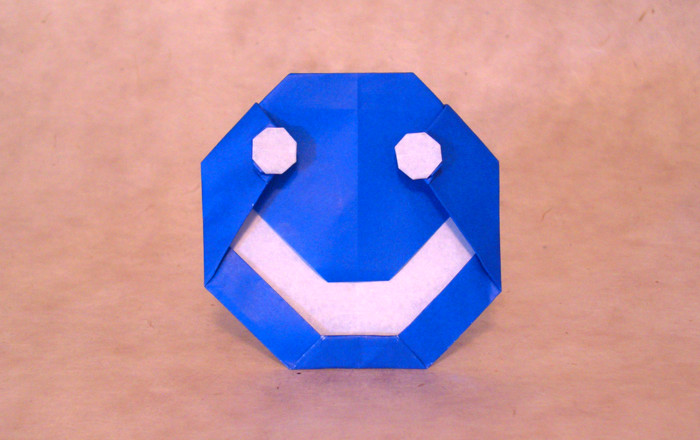 Origami Mr. Smiley by Tony O'Hare. Folded from a square of origami paper by Gilad Aharoni on giladorigami.com