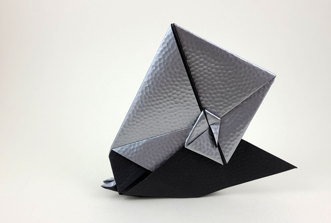 Origami Snail by Marc Kirschenbaum. Folded from a square of scrapbooking paper by Gilad Aharoni on giladorigami.com