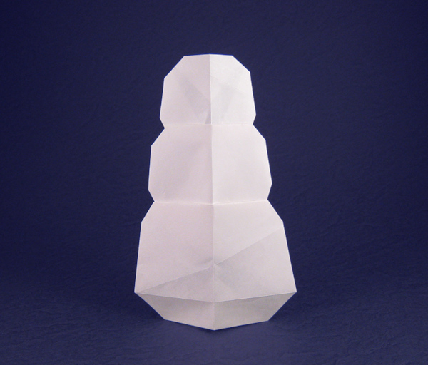 Origami Snowman by John Montroll. Folded from a square of origami paper by Gilad Aharoni on giladorigami.com