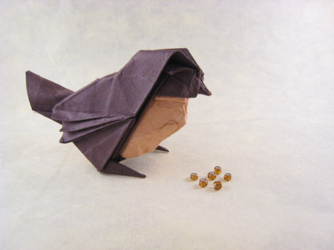 Origami Sparrow by Roman Diaz. Folded by Gilad Aharoni on giladorigami.com