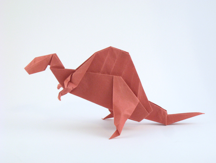 Origami Spinosaurus by John Montroll. Folded from a square of origami paper by Gilad Aharoni on giladorigami.com