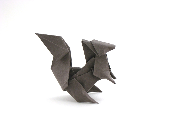 Origami Squirrel by Fuchimoto Muneji. Folded from a square of Tant Paper by Gilad Aharoni on giladorigami.com