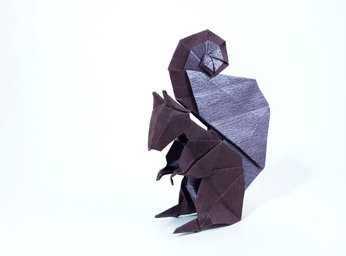 Origami Squirrel by Beth Johnson. Folded from a square of Nicolas Terry's tissue foil by Gilad Aharoni on giladorigami.com